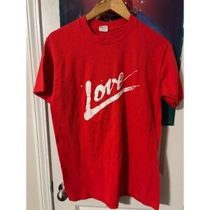Vintage Red "Love" Graphic T Shirt Belton Tough Tee Retro Casual Size XL 80s